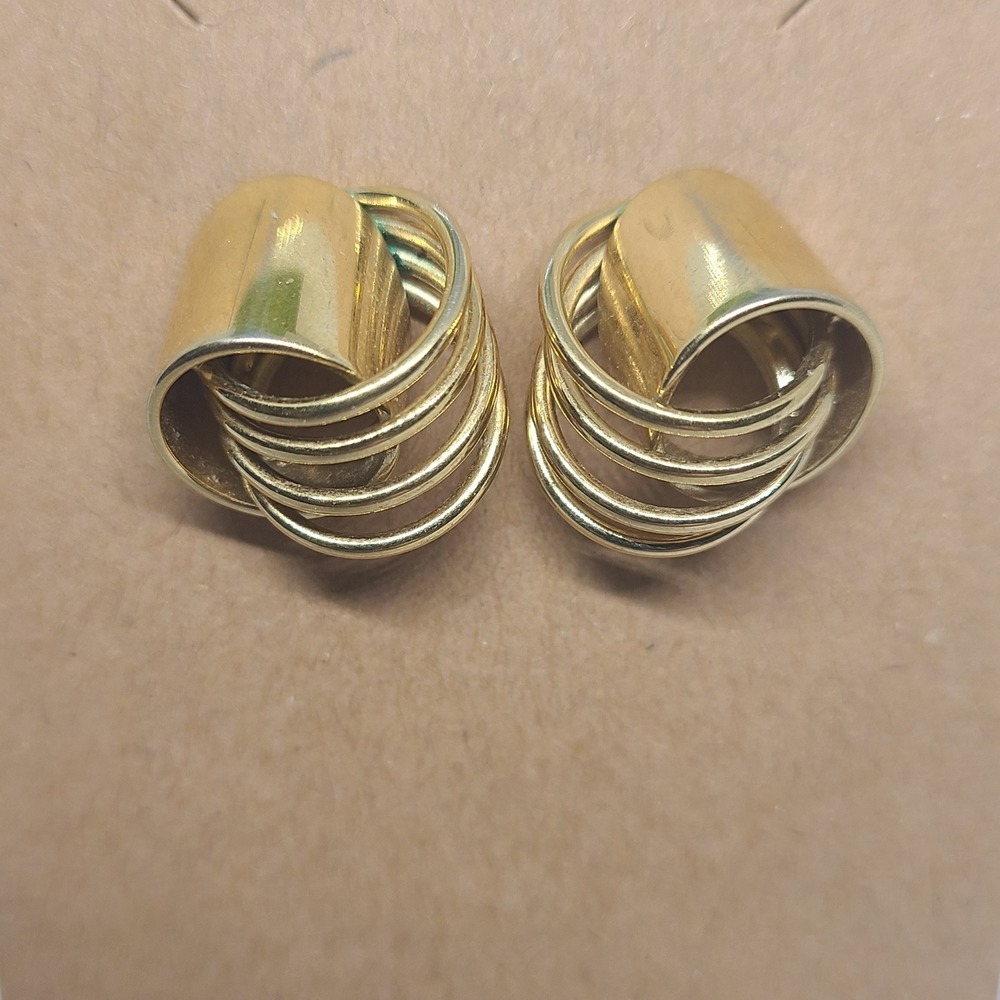 Gold Tone Statement Earrings Modern‎ Geometric Stud Earrings Women